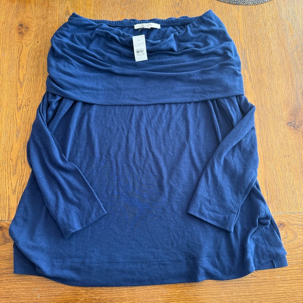 LOFT NWT off shoulder long sleeve blue top